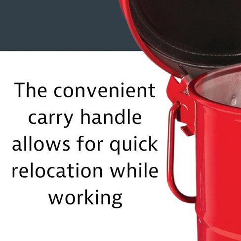 علبة نفايات زيتية من الفولاذ المجلفن Justrite 09410 مع غطاء يعمل يدويًا، سعة 0.45 جالون، أحمر in Kuwait