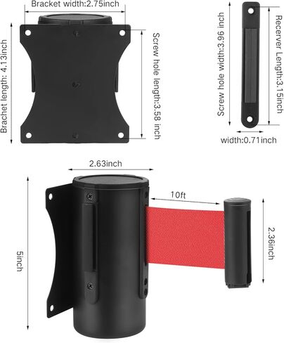 ياوكوم قطعتان من حزام الحزام القابل للسحب على الحائط وحزام تحذير بطول 10 أقدام مع علبة سوداء حواجز التحكم في الحشود لفواصل خط التحكم في الحشود في الداخل والخارج (حزام أحمر) in Kuwait