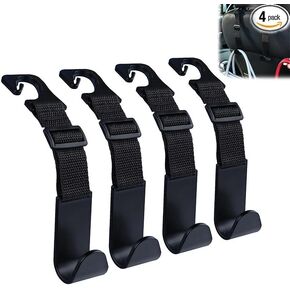 KOOPAO Car Seat Headrest Hook, 4 Pack Universal Car Storage Headrest Hanger Holder Hooks, Vehicle Strong and Durable Backseat Hanger for Handbag Purse Coat and Grocery Bag