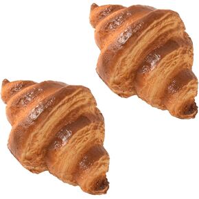 Artificial Croissants, 2 Pcs Simulate Bread Fake Realistic Dessert Croissants for Home Kitchen Shop Display Photography Props