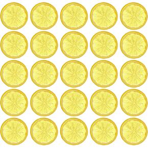 25Pcs Mini Simulation Fruit Lemon Slices, Fake Lemon Slices Artificial, Plastic Simulation Lemon Slice for Home Party Decoration (Yellow)
