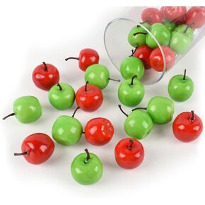 20PCS Artificial Mini Apples Simulation 1.2" Fruit Fake Apples, Green+Red