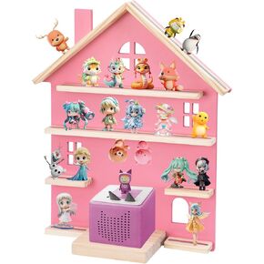 Tonie Storage Shelf لشخصيات Toniebox & Tonie ، رف بوكس ​​خشبي متينة ، Tonie Wall Shelf لعرض دمى Tony Audio （Pink）