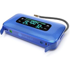 HALO Bolt Ultimate 3 Portable Car Battery Jump Starter | 130 PSI Air Compressor, 55.5Wh USB Power Bank, Large Display, Emergency Floodlight & Charger, Jumps Cars SUVs & Trucks, Inflates Tires — Cobalt