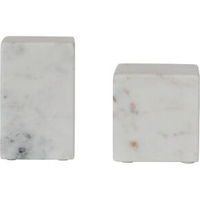 Bloomingville 2-Piece Cube and Cuboid Bookends, White