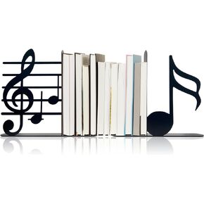 Unique Metal Music Themed Book Ends, Musical Note Bookend, Decorative Bookends, Bookshelf Holder, Metal Bookend, Unique Bookends, Music Gifts for Music Lovers