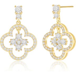 14K Gold Clover Earrings for Women Four Leaf Clover Earrings lucky Earrings for Women Mother's Day Gift Gift for Wife