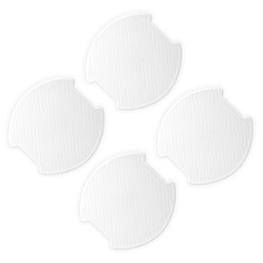 TANGSEN 4Pcs Universal 3D Carbon Fiber Texture Automotive Door Cup Handle Recess Paint Protector Cover Scratch Non-Marking White Silicone Personalize Pad Sticker (L)