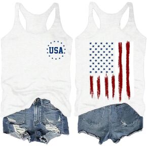Women's 4th of July Outfits USA Shirt Memorial Day Red White and Blue Patriotic Shirts American Flag Graphic Tops