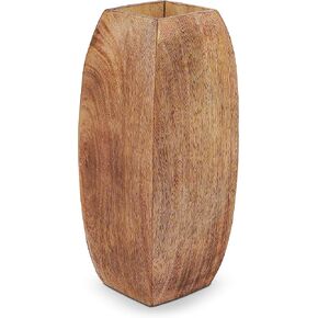 Mela Artisans Large Wood Vase - Manas Style with Medium Burnt Finish | 12" x 3.5" x 3.5" | Wooden Vases for Home Decor | Decorative Rustic Natural Mango Wood Vases | Elegant Wood Flower & Bud Vase