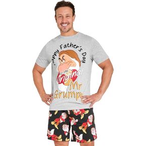 Disney Grumpy Pajamas for Men Short PJs Set Lounge Set Funny Dad Sleepwear