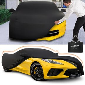 XUKEY Car Cover Indoor for Corvette C2 C3 C4 C5 C6 C7 C8,Stretch Satin Protection Indoor Car Cover for Chevrolet Corvette C8,Breathable Full Car Dust Cover Indoor with Storage Bag for Coverage C4 C6