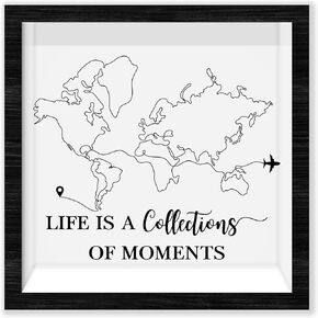 Black Travel Shadow Box Frame with Slot ، Life عبارة عن مجموعات من إطارات مربعات اللحظات للصناديق ، صندوق ذاكرة 8 × 8 للتذوق ، هدايا السفر والزخارف ، 02