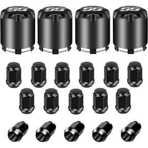 Drive-up Golf Cart Universal Wheel Center Hub Caps and Lug Nuts Kit, Chrome Black ITP SS Wheel Center Caps (4 PCS) and Wheel Lug Nuts (Thread Size 1/2", 16 PCS) for EZGO Club Car G&E Models