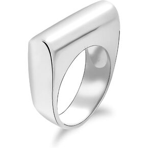 LeCalla 925 Sterling Silver Bar Ring for Women | Silver Ridge Ring Signet Style Classic Simple Plain Wedding Band Engagement Ring | Women's Statement Stackable Ring(Sizes 6-8No.)