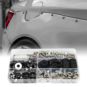 Anodized Aluminum Washer Hardware Kit Compatible with Widebody and Fender Flare Installation, 32-Piece M6 x 18mm Black Cone Washer Kit