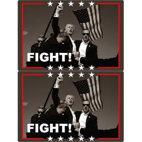 2 Pack Trump Fight! Magnets Vinyl Coat of Arms Auto Bumper Magnet Stickers Fade Proof Waterproof Outdoor Indoor, Black, TP-02
