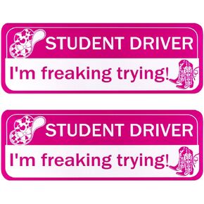 2pcs Student Driver Magnet, 10.12x3.54 Inch Reflective Magnetic Novice Driver Sticker New Drivers Bumper Decal Car Safety Attention Signs for Beginners Student Car Decor