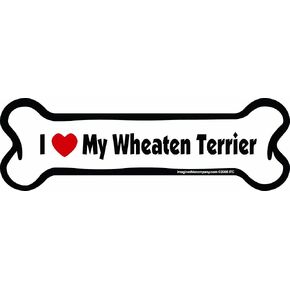 Company I Love My Breed Bone Shaped Pet Magnet; Removable Magnets for Cars, Fridges, Lockers & More, Stylish Pet Inspired Car Accessories, 2 x 7 inches, White/Black, Wheaten Terrier
