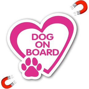 الكلاب على متن PAWPRINT MAGNET MAGN ، 5 بوصات ، مغناطيس السيارات الثقيلة لسيارات السيارات لسيارة شاحنة السيارة (وردي)