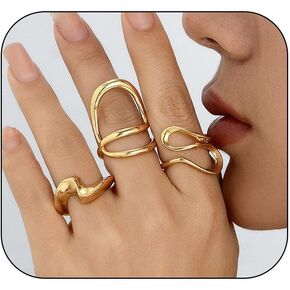 CSIYANJRY99 Gold/Silver Rings Set for Women chunky tacking Knuckle Rings Statement Stacking Womens Ring Pack