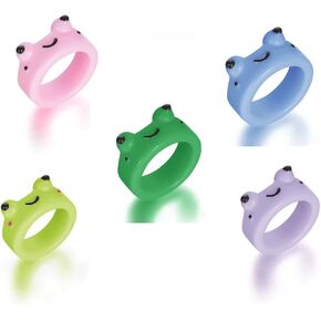 Pastel Pop Glossy Glaze Rings – Mixed Acrylic Styles for Women, Dainty & Chunky Aesthetic Ring for Everyday Looks, Party Favors & Friendship Gifts