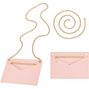 WADORN Purse Felt Insert Organizer with Gold Chain, 6.25 x 8.62 Inch Felt Handbag Insert Liner with Eyelet for Rectangle Purse Organizer Conversion Kit, Pink