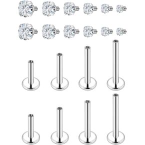 Lcolyoli Medusa Piercing Jewelry Stainless Steel Labret Jewelry Monroe Lip Rings Different Size Tragus Nail Conch Cartilage Forward Helix Earring Stud Bar Length 6mm 8mm 10mm 12mm