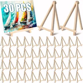 Marspark 30 Pack 9 Inch Wood Easels Bulk Small Easel Stand for Painting Canvases Mini Tabletop Display Stand Tripod, Tabletop, Portable Canvas Photo Picture Sign Holder