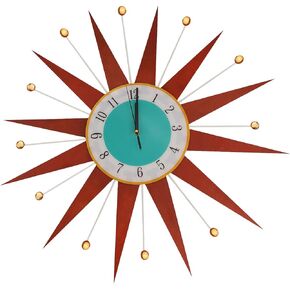 Large Wall Clock 18 Inch Modern Wall Clock Mid-Century Modern Decor Non-Ticking Battery Operated Colorful Clock Home Decorations for Living Room Bedroom Kitchen Office