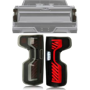 HECASA Full LED Tail Light Compatible with 2019-2023 Chevy Chevrolet Silverado 1500 2500HD 3500HD Pair Rear Brake Lamp DRL Left&Right Side Smoke Lens Black Housing Replacement for GM2800311 GM2801311