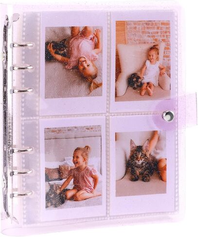 Polaroid Photo Album with 200 Pockets, Shiny Photocard Binder, Purple Memory Book, PVC Cover Portable Small Album for 200 2 ×3 Photos Suitable for Baby Wedding Travel, 1 PACK in Saudi Arabia