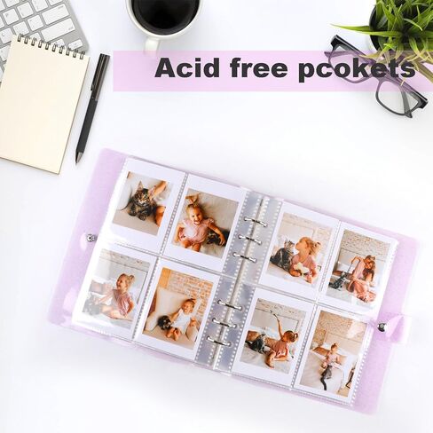 Polaroid Photo Album with 200 Pockets, Shiny Photocard Binder, Purple Memory Book, PVC Cover Portable Small Album for 200 2 ×3 Photos Suitable for Baby Wedding Travel, 1 PACK in Saudi Arabia