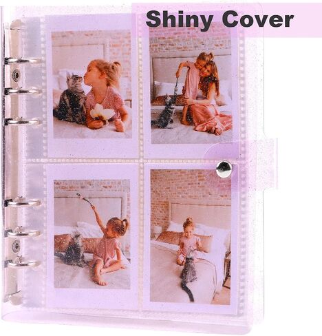 Polaroid Photo Album with 200 Pockets, Shiny Photocard Binder, Purple Memory Book, PVC Cover Portable Small Album for 200 2 ×3 Photos Suitable for Baby Wedding Travel, 1 PACK in Saudi Arabia