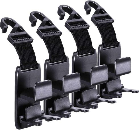 KOOPAO Car Seat Headrest Hook, 4 Pack Universal Car Storage Headrest Hanger Holder Hooks, Vehicle Strong and Durable Backseat Hanger for Handbag Purse Coat and Grocery Bag in Saudi Arabia