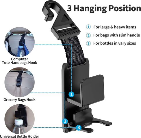 KOOPAO Car Seat Headrest Hook, 4 Pack Universal Car Storage Headrest Hanger Holder Hooks, Vehicle Strong and Durable Backseat Hanger for Handbag Purse Coat and Grocery Bag in Saudi Arabia