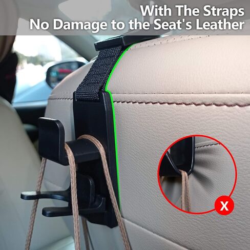 KOOPAO Car Seat Headrest Hook, 4 Pack Universal Car Storage Headrest Hanger Holder Hooks, Vehicle Strong and Durable Backseat Hanger for Handbag Purse Coat and Grocery Bag in Saudi Arabia