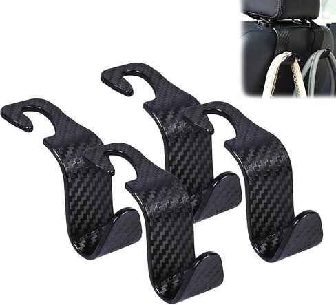 KOOPAO Car Seat Headrest Hook, 4 Pack Universal Car Storage Headrest Hanger Holder Hooks, Vehicle Strong and Durable Backseat Hanger for Handbag Purse Coat and Grocery Bag in Saudi Arabia