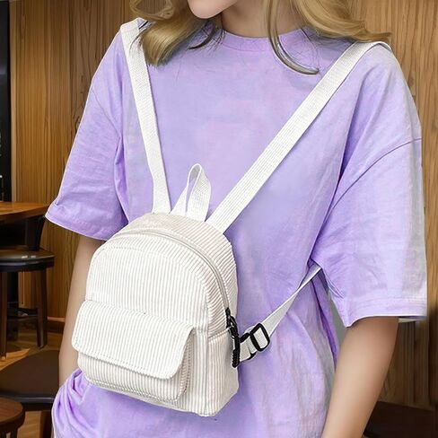 Small Backpack, Corduroy Backpack Purse for Women and Girls, Mini Backpacks for Travel, Shopping, Walking (black.) in Saudi Arabia