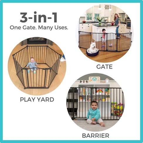 Toddleroo by North States 2 Panel Extension for 3 in 1 Arched Décor Metal Superyard: Adds up to 48" for an Extra Wide Baby gate or Play Yard (48" Width, Matte Bronze) in Kuwait