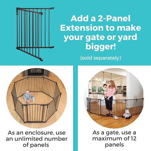 Toddleroo by North States 2 Panel Extension for 3 in 1 Arched Décor Metal Superyard: Adds up to 48" for an Extra Wide Baby gate or Play Yard (48" Width, Matte Bronze) in Kuwait