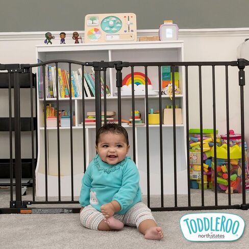 Toddleroo by North States 2 Panel Extension for 3 in 1 Arched Décor Metal Superyard: Adds up to 48" for an Extra Wide Baby gate or Play Yard (48" Width, Matte Bronze) in Kuwait