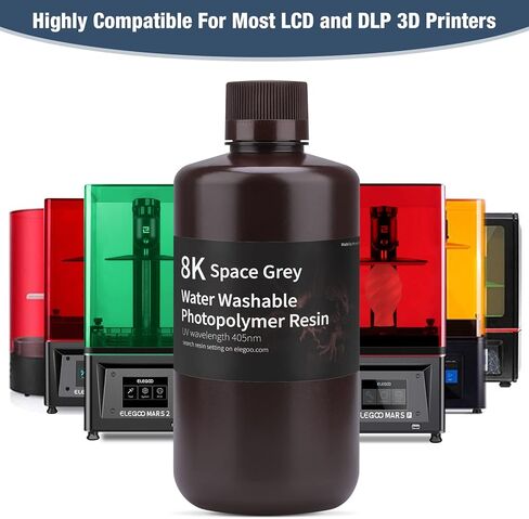 اليغو راتنج طابعة ثلاثي الابعاد قابل للغسل في الماء، راتنج سريع 405 نانومتر LCD معالجة بالاشعة فوق البنفسجية من الراتنج لطابعات LCD ثلاثية الابعاد، رمادي 1000 غرام in Kuwait