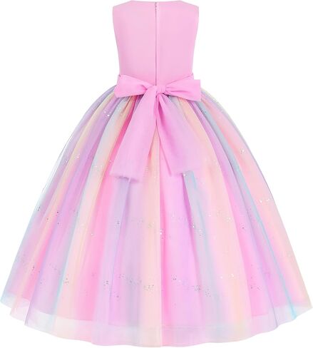 Girls' Sleeveless Party Dress with Pearl Necklace - for Birthday, Flower Girl, Wedding and Special Occasion Party in Kuwait