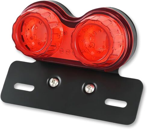 Vintage Motorcycle LED Tail Light Brake Turn Signals Rear Light Integrated with Driving Lamp License Plate Holder for Street Bike Cruiser Chopper Bobber(Red Lens) in Saudi Arabia