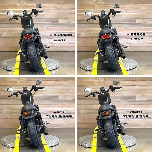 Vintage Motorcycle LED Tail Light Brake Turn Signals Rear Light Integrated with Driving Lamp License Plate Holder for Street Bike Cruiser Chopper Bobber(Red Lens) in Saudi Arabia
