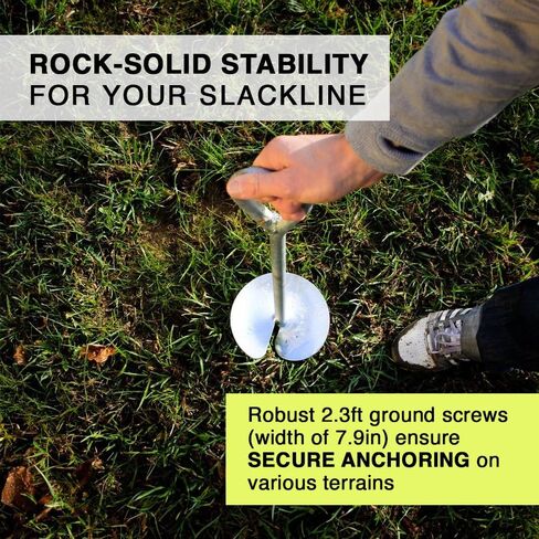 جيباتي سلاكلاينز للجنسين نقطة تثبيت أرضي برغي ، مرساة الأرض ، الطول: 70 سم ، العرض (اللوحة): 20 سم ، بطانة مائلة بدون أشجار ، أسود ، 7 رطل in Kuwait