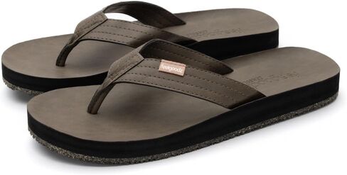 Feelgoodz Men's Zensole Kinderz Water-resistant Vegan Leather/Natural Rubber Flip Flops in Kuwait