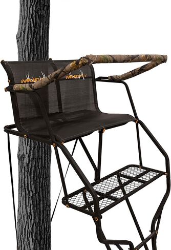 Muddy Double Droptine Deer Hunting Ladderstand, 2 Person | Climbing Tree Stand with Flex-Tek Seat and Padded Adjustable Shooting Rail in Kuwait