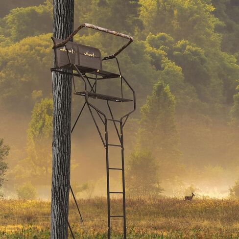 Muddy Double Droptine Deer Hunting Ladderstand, 2 Person | Climbing Tree Stand with Flex-Tek Seat and Padded Adjustable Shooting Rail in Kuwait